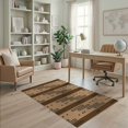 thumbnail image 2 of ODIKA 4'x6' Brown Black Geometric Striped Southwestern Washable Area Rug Inspired Motif with Diamond for Dorm Room, Small Living Stain Resistant Low Profile, Easy Care, 2 of 7