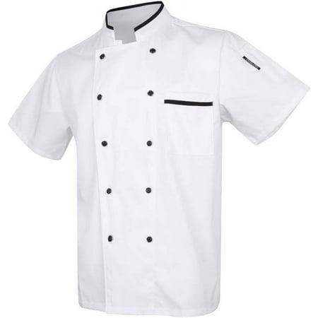 

ZAGHNRENJ Chef Jackets Waiter Coat Short Sleeves Underarm - as described White M ACF-2021