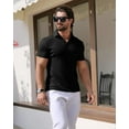 thumbnail image 7 of Aiyino Men's Muscle Stretch V Neck Polo Shirts Slim Fit Short Long Sleeve Golf T-Shirts Ribbed Knit Soft Tees Workout Tee Casual Polos, 7 of 7
