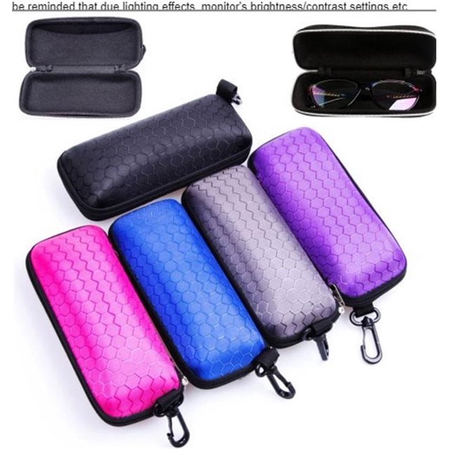 Estuche para anteojos Estuche con cremallera EVA Gancho negro Estuche para anteojos para miopía, azul LingWen 8390615925723