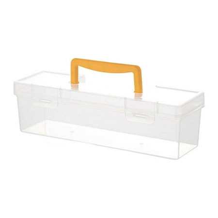 oshhni Clear Tool Box with Handle Container Case Bin Hardware Storage Box Organizer Yellow 30×9.3×9.3cm