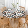 thumbnail image 3 of 44Inch Boho Chic Round Table Cover with All-Around Elastic, Floral Pattern Spill Proof Tablecloth for 38"-42" Tables, Durable for Daily Use, 3 of 7