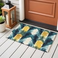 thumbnail image 4 of 2x3 Ft Entryway Area Rug, Turquoise Yellow Abstract Kitchen Rug Runner Washable Floor Mat, Teal Modern Smear Artwork Non Slip Indoor Door Mat Throw Carpet for Bathroom Living Room Bedroom, 4 of 8