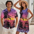 thumbnail image 2 of Yuyamidu Matching Tropical Outfits for Couples Palm Tree Shirt for Men Button Down Shirts Womens Flowy Pleated Tiered Short Dress Beach Luau Vacation Outfits Short Sleeve Aloha Shirts Woman XL, 2 of 6
