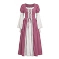 thumbnail image 2 of Anmrize Two Tone Historical Costume, Halloween Medieval Dress, Renaissance Long Gown, Renaissance Costume Women Peasant Medieval Dress Long Sleeve Maxi Fairy Dresses, Pink S, 2 of 7