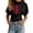Black, variant on Girls' UK Flag Cinched Waist T-Shirt, Round Neck Short Sleeve Printed Tee, Casual Breathable Top for Kids & Teens(Dark Gray/11-12Years)