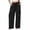 A-Black, variant on Womens Pants with Pockets 100% Cotton Loose Drawstring Work Wide Leg Cargo Pants