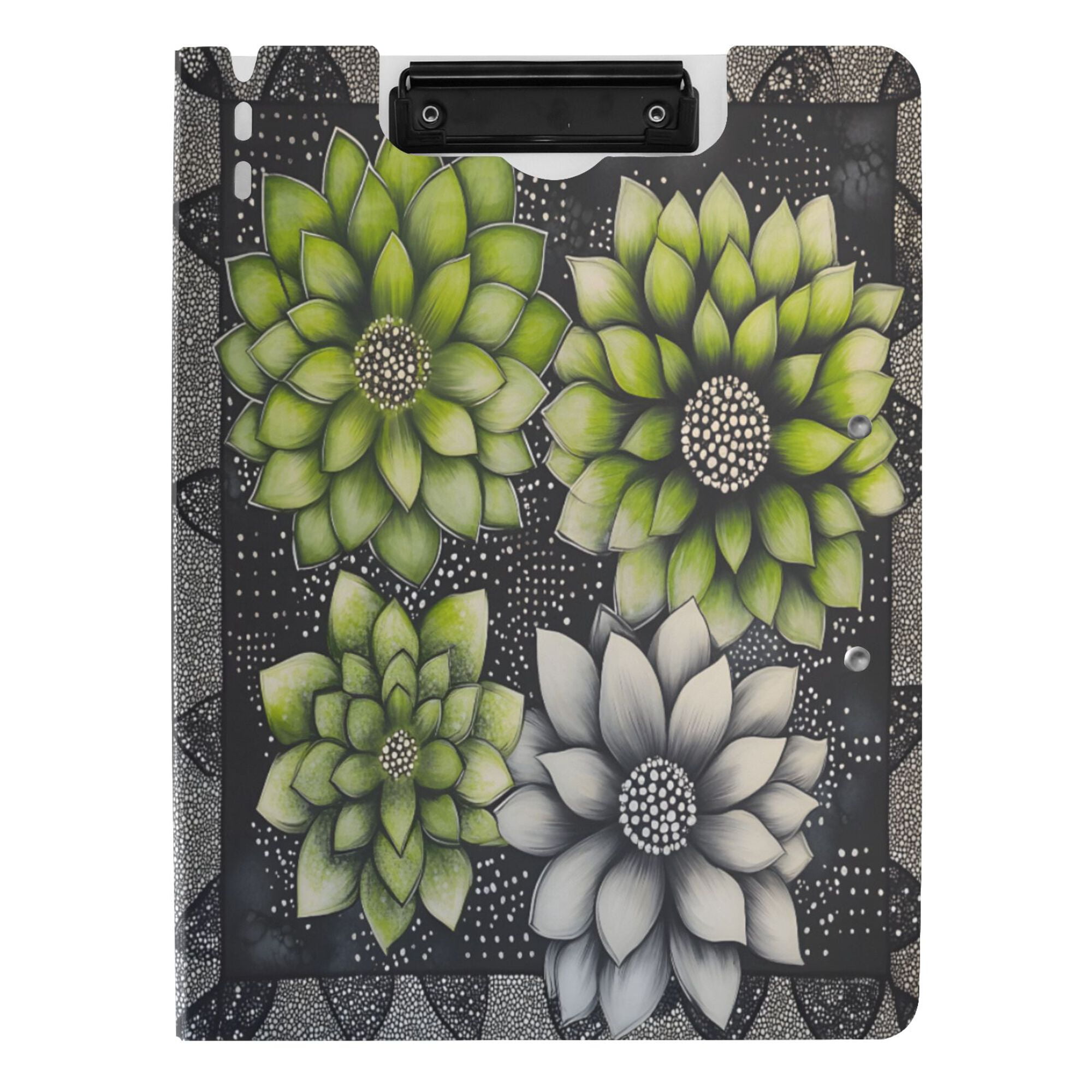 FORMRS A4 Clipboard Folder with Pen Holder Horizontal Foldable School Office Binder, Gray Floral