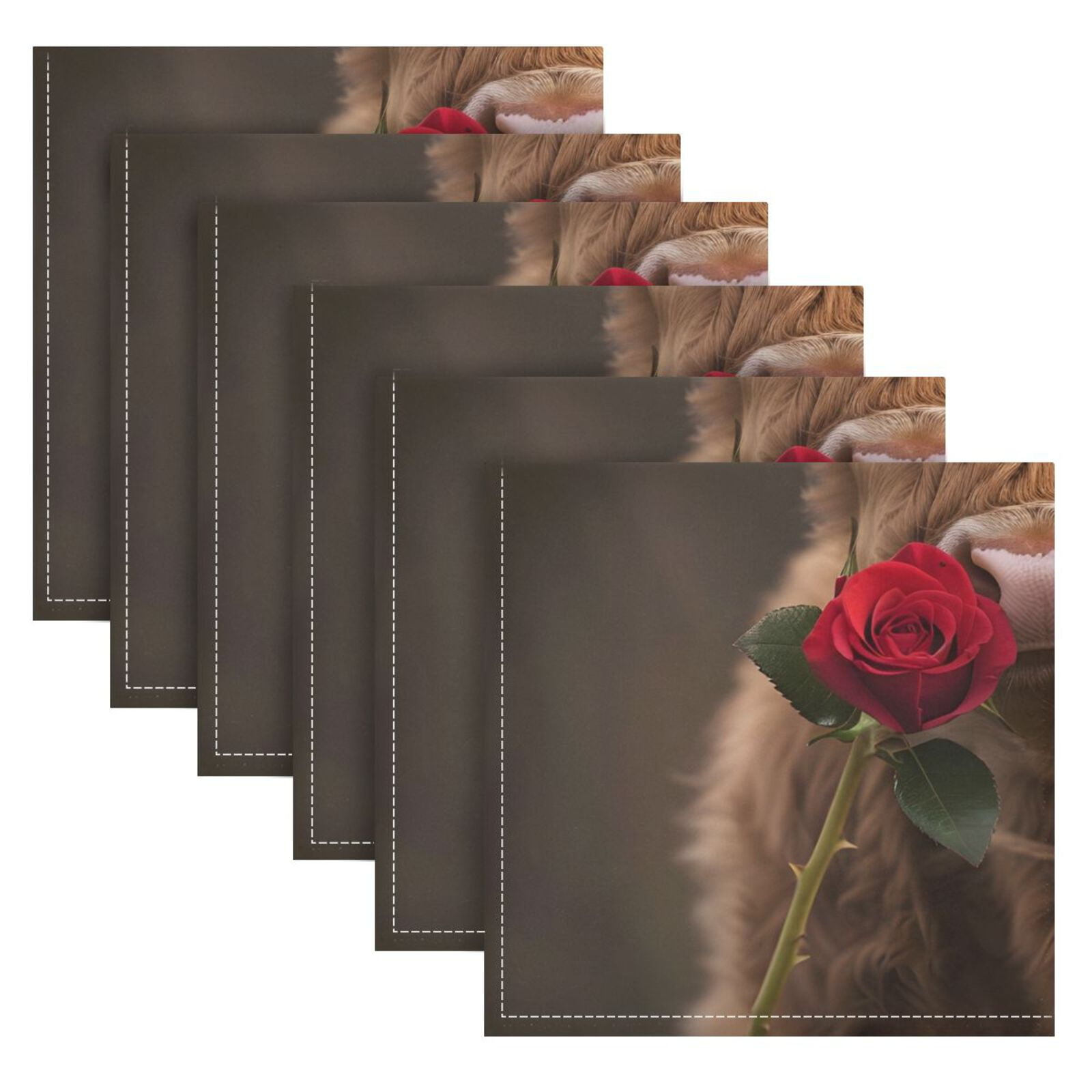 JSTEL Cute Calf Bull Cloth Napkins Set of 6, 20x20 Inch Washable and Reusable Napkin for Decoupage Dinner Party Everyday Use