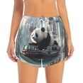 thumbnail image 2 of Disketp Panda In Futuristic City Women's Shorts Workout Shorts for Athletic Gym Running Shorts with Phone Pockets-Small, 2 of 7