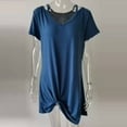 thumbnail image 3 of Lilgiuy Sales Knotted Hem Dress for Women Summer Hollow Out V Neck Short Sleeve Dress Casual Comfy Home Dress Holiday Midi Dresses Dark Blue, 3 of 4