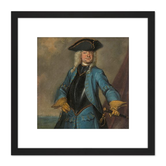 Troost Portrait Gerrit Sichterman Uniform 8X8 Inch Square Wooden Framed Wall Art Print Picture with Mount