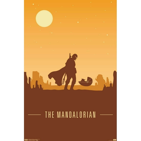 Star Wars: The Mandalorian - Mando and The Child At Dusk Wall Poster, 22.375" x 34"