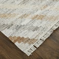 thumbnail image 3 of HomeRoots 512423 5 x 8 ft. Ivory Gray & Tan Geometric Hand Woven Stain Resistant Rectangle Area Rug with Fringe, 3 of 5