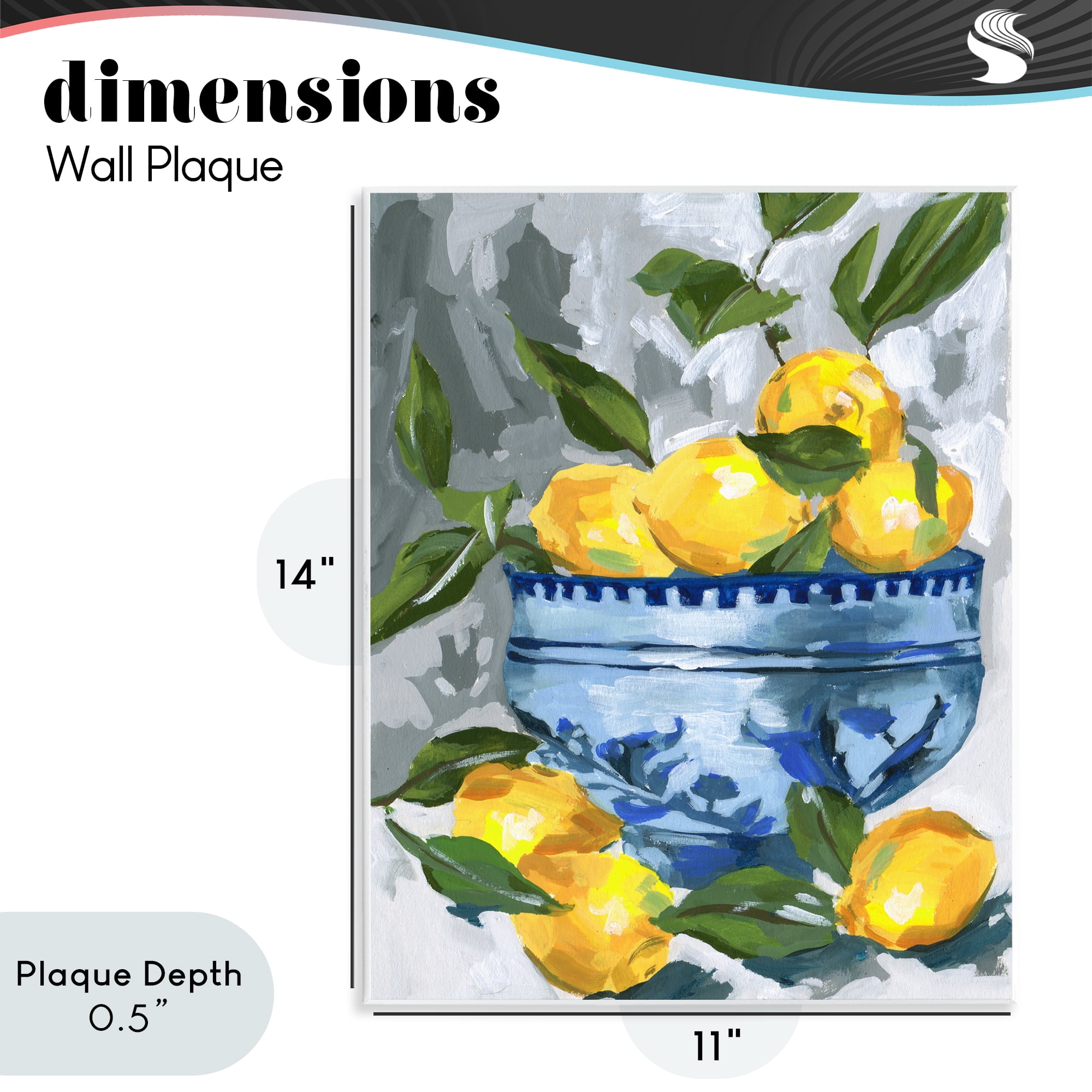 Stupell Industries Indigo & Lemon Bowl Wall Plaque Art, design by Melissa Wang