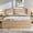 Natural Oak, variant on OKD Fluted Queen Size Bed Frame with Wingback Headboard, Footboard Storage Bench with Built-in Drawers & Lift-Up Compartments, Wood & Steel Platform Bed Frame, No Box Spring Needed, Natural Oak