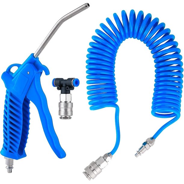 Botao Pistola de soplado Camión Correa de aire Manguera en espiral Kit de limpieza de pistola de aire para camión con conector (1 Juego
