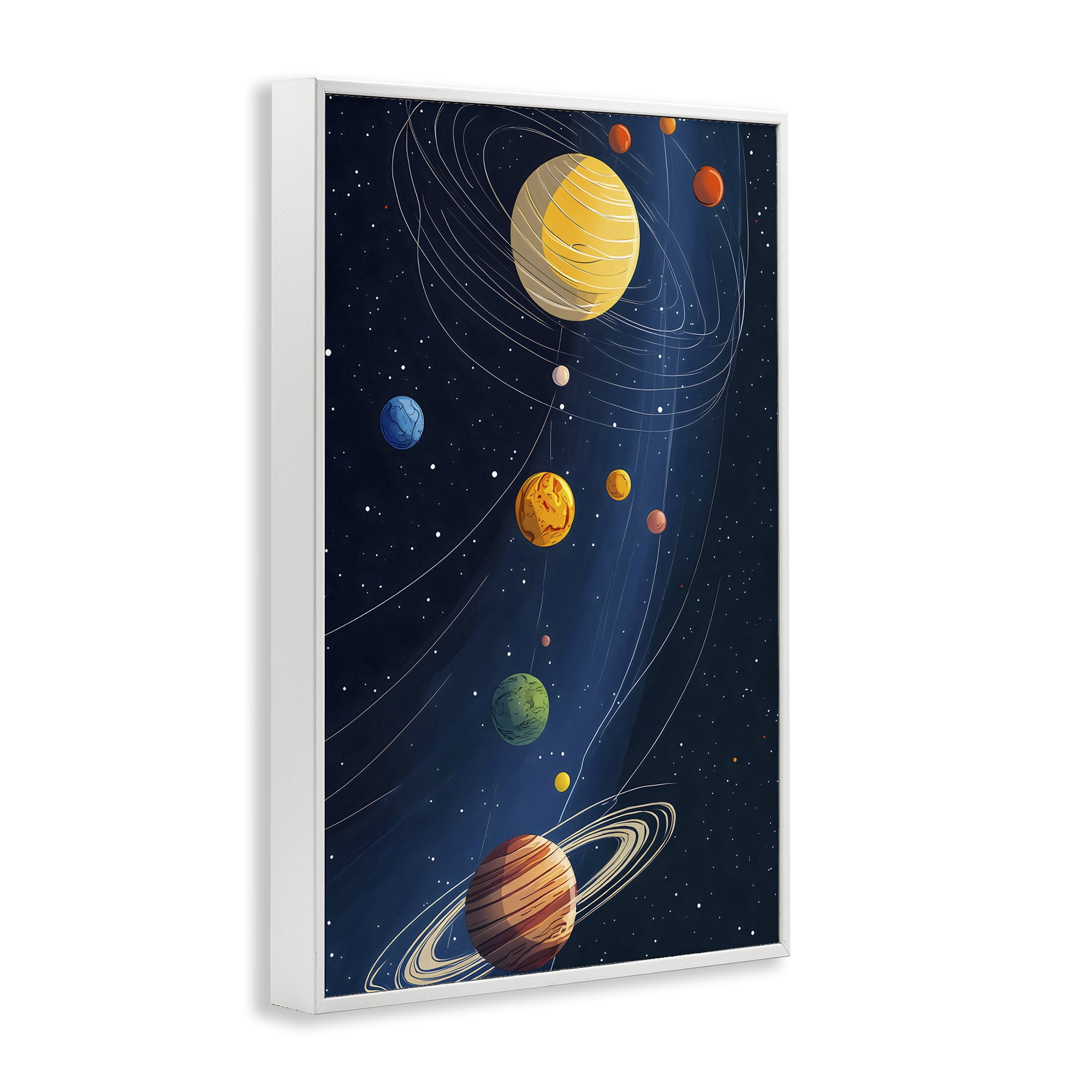 Stupell Industries Planets Aligned in Celestial Orbit White Framed Giclee Art, design by Creative Studio