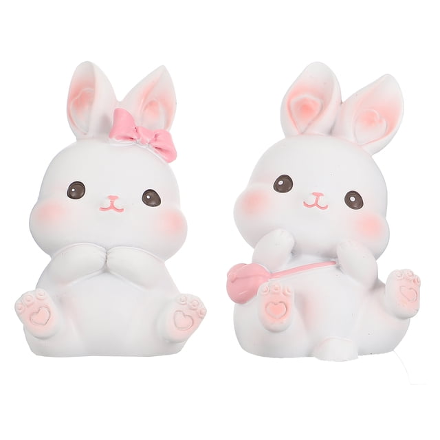 KAKOWELY 2 piezas de adorno de conejito de Pascua para tarta de mesa, adorable decoración de conejo