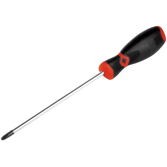 Performance Tool W30963 Phillips #2 x 4-Inch Screwdriver with Molded Handle, Black/Red