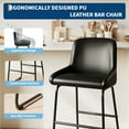 thumbnail image 5 of Set of 4 Counter Height Bar Stools, PU Leather Upholstered Bar Chairs with Backrest and Footrest for Kitchen Island and Dining Room, 5 of 8