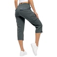 thumbnail image 4 of Dwellite Womens Quick Dry Cargo Capris with Pockets Loose Fit Casual Capri Pants Dressy Lightweight Ladies Baggy Cargo Pants for Hiking Dark Gray 2XL, 4 of 6