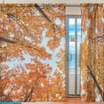 thumbnail image 2 of Splicing Pattern Bright Colored Oak Leaves Semi Sheer Curtains Window Voile Drapes Panels Treatment-55X84in for Living Room Bedroom Kids Room, 2 of 4