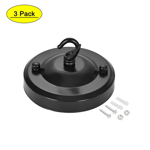 Uxcell 104mm Retro Light Canopy Kit with Hook Ceiling Plate Black 3 Pack