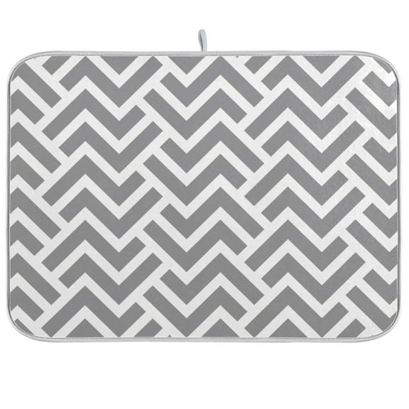 Cute Grey and White Stripes Dish Drying Mat Microfiber Kitchen Mats Large Counter Absorbent Dish Pad Drainer Rack 18"x24"