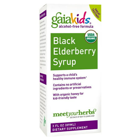 Gaia Kids Black Elderberry Alcohol-Free Syrup, 3 Fl