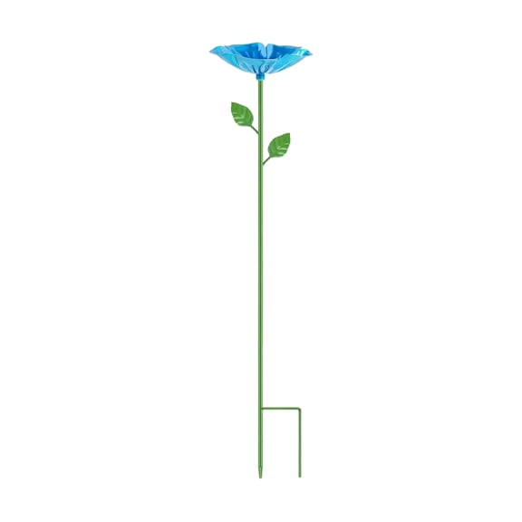 Iron Bee and Butterfly Watering Station Flower Bird Feeder with Garden Stake for Outdoor Patio Decor Blue