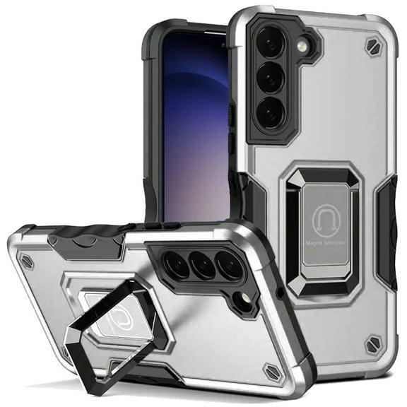 For Samsung s23 FE 5G OPTIMUM Magnetic Ring Stand Hybrid Case Cover - Silver