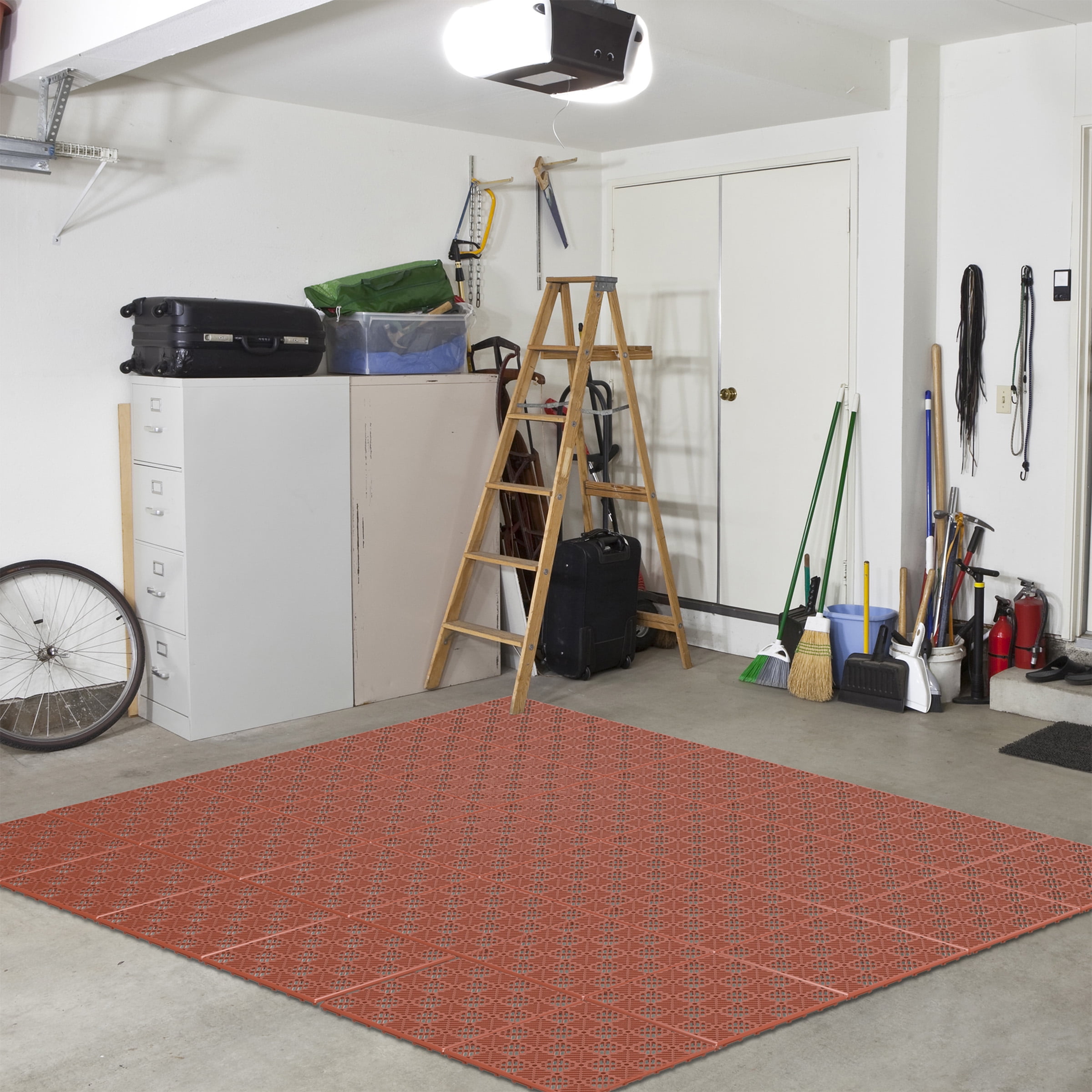 Interlocking Floor Tiles for Patio, Deck, Walkway, Garage, 30 Piece By Pure Garden