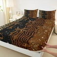 thumbnail image 4 of Feelyou Modern Brown Bow-tie Twin Sheet Sets, Fashion Cheetah Zebra Print Twin Fitted Sheet, Chic Bling Stars Flat Sheet, Luxury Bedroom Decor, 3-Piece, 4 of 8