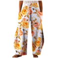 thumbnail image 1 of Pantalones anchos cómodos de cintura media elásticos con bolsillos de impresión informal para mujer Fridja alkflakhf34899, 1 of 8