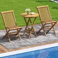 thumbnail image 4 of Costway Ensemble Bistro Pliant pour Patio 3 Pcs Ensemble de Meubles Table et Chaises Rondes en Bois de Teck, 4 of 9