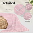 thumbnail image 2 of Pink Geometric Pillow Covers, Linen Long Throw Pillow Case, Modern Minimalism Solid Color Striped Holiday Pillow Protector Decorative Cushion Cover for Living Room/Bedroom 12" x 20", 2 of 8