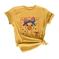 thumbnail image 3 of KALE 4th of July Short Sleeve Shirts for Women American Flag Patriotic 2D Independence Day Print Casual Sports T Shirt Y2K Clothes Yellow L, 3 of 7
