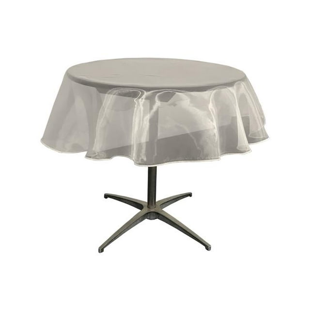 LA Linen TCOrgz58R-IvoryO25 Nappe Ronde Miroir Organza&44; Ivoire - 58 Po