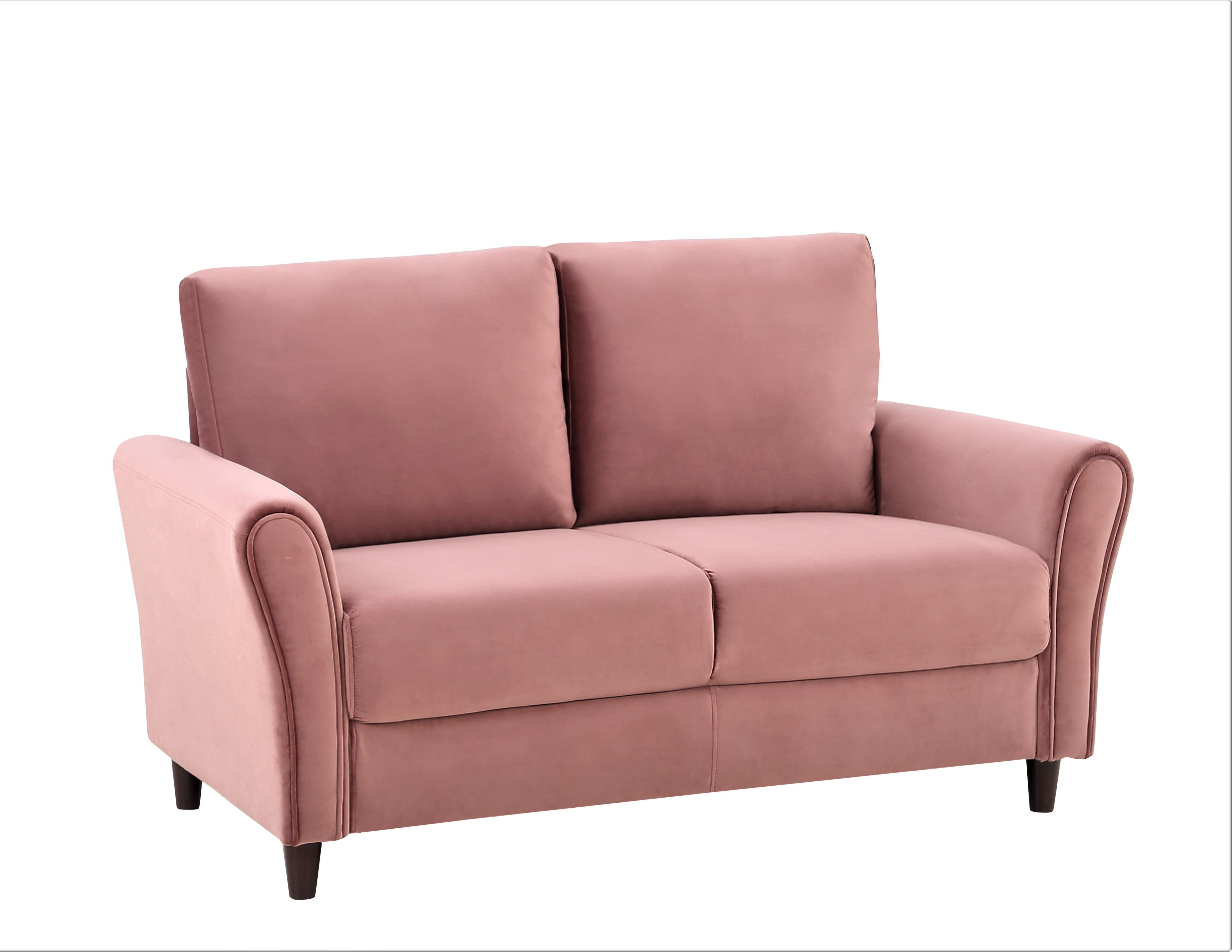 US Pride Furniture Corel 58.27" Flared Arm Rose Velvet Loveseat