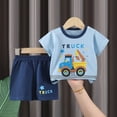 thumbnail image 4 of mgoYE 3t Boy Clothes Toddler Boy Dinosaur Outfits Short Sleeve T-Shirt + Shorts Set 2Pcs Baby Boy Summer Clothes|Sky Blue 3-6 Months, 4 of 4
