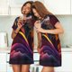 thumbnail image 4 of Balery Colorful Abstract Wave Motion Camisón de manga corta con cuello redondo para mujer, cómodo y elegante., 4 of 6