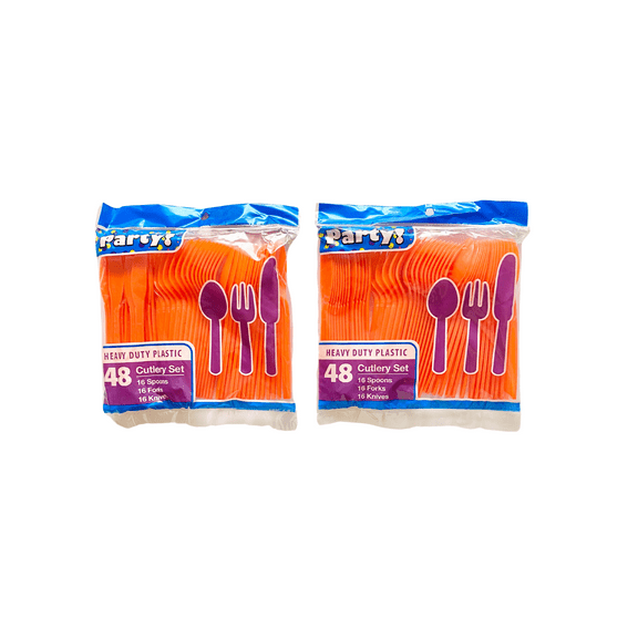 Orange Cutlery Plastic, Plastic Orange Cutlery, Orange Plastic Silverware, Heavy-Duty Orange Plastic Cutlery