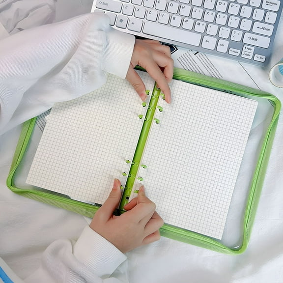 CCOCC A5/A6 Diary Binder Flower Zipper Detachable Macaron Color Refreshing Waterproof 6 Rings School Stationery Clear Loose Leaf Notebook Cover for Student