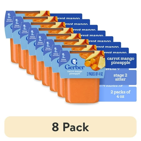 (8 pack) Gerber 2nd Foods  Carrot Mango Pineapple Baby Food 4 oz Tubs (2 Pack)