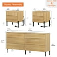 thumbnail image 2 of 4 Pcs Wood Bedroom Set，Reeded 6 Drawer Dresser and Nightstand Sets for Bedroom, Night Stand Set of 2 with Built-in Charging Station, 2 of 12