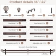 thumbnail image 4 of Wood Double Curtain Rod, Boho Decorative Long Dual Curtain Rods for Windows 84 to 120 Inch, 1" Adjustable Heavy Duty Double Rod, Unique Handmade Imitation Wood Grain Leaf Finial Design, 4 of 8