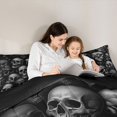 thumbnail image 4 of Homewish Magic Horror Skull Full Size Comforter Sets for Adults, Monochrome Bone Gothic Bedding Comforter Set, Black Reversible, 3pcs, 1 Comforter and 2 Pillowcases, 4 of 6