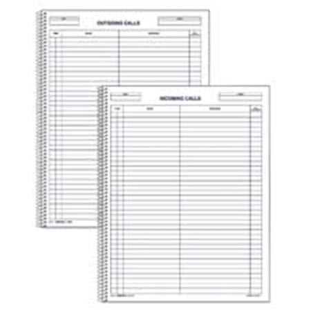 Rediform Office Products Incoming-Outgoing Call Register- 100 Shts-Bk- 11in.x8-.50in.- WE