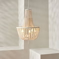 thumbnail image 6 of SAFAVIEH Elanie 5-Light LED Cream Wood Beads Pendant Light with Shade, 6 of 13